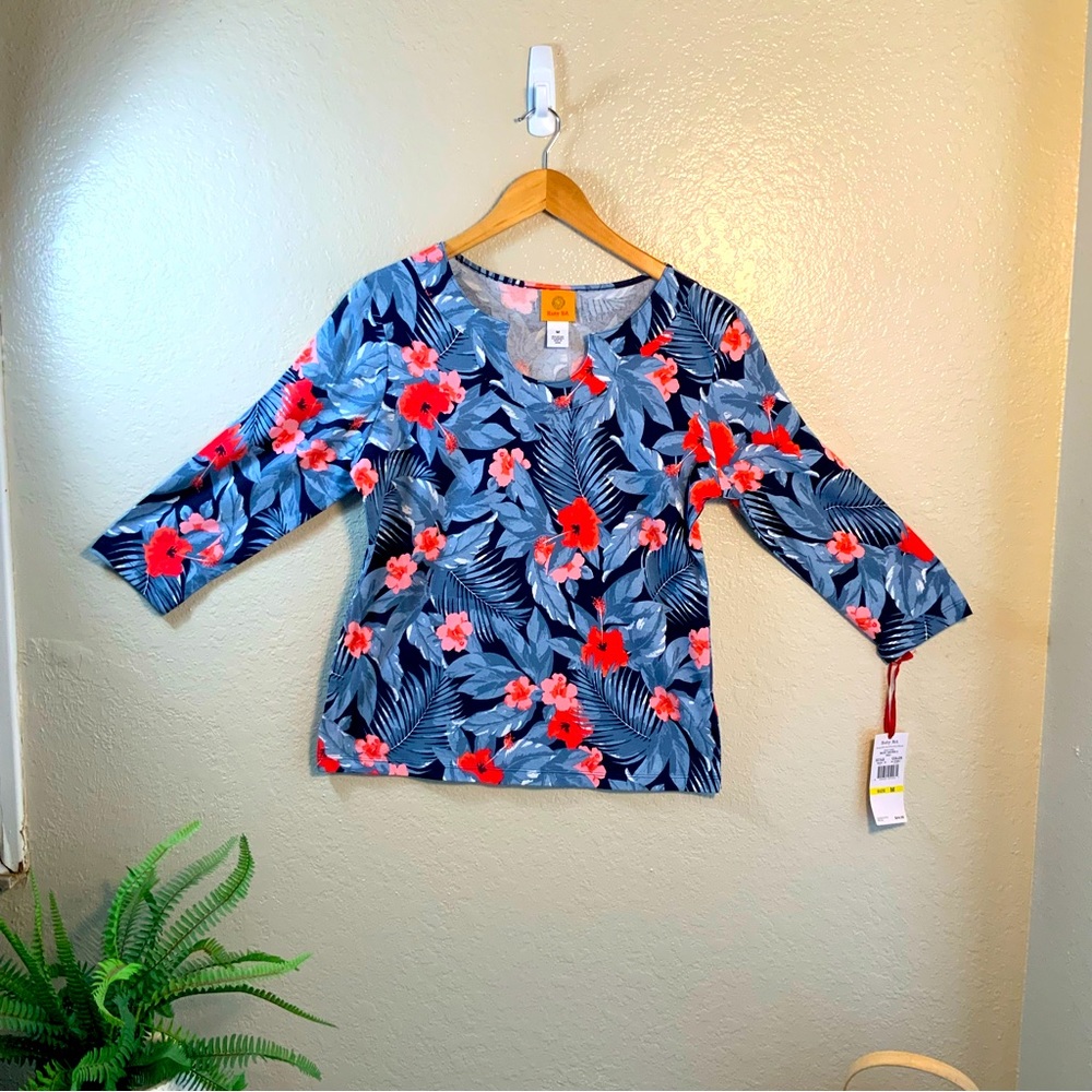Rudy Rd. Knit Tropical 3/4 Sleeve Top Women’s size M